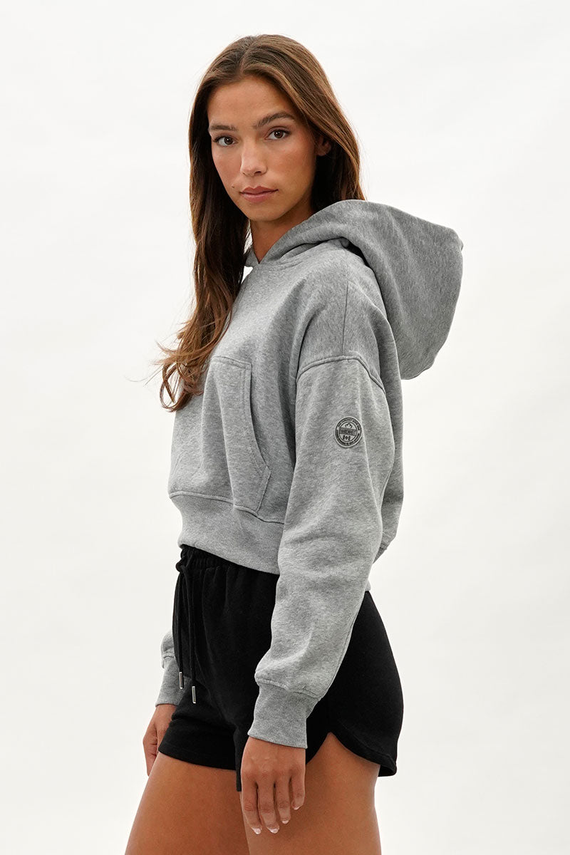 Fahrenheit Cropped Drop Shoulder Hoodie - Grey - Womens Hoodies & Sweatshirts - Fairweather
