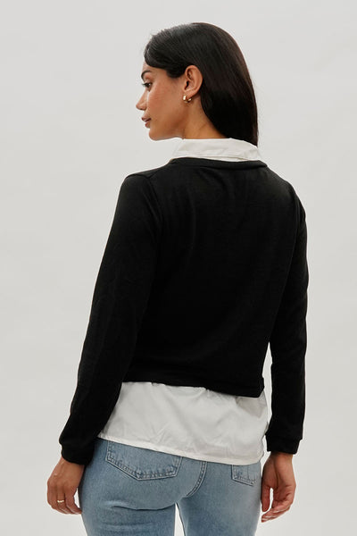 International INC Company Collared Pullover Sweater - Black - Womens Pullover Sweaters - Fairweather