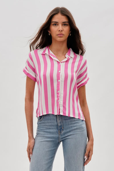 Stylexchange Vintage Striped Button Down Shirt - Pink - Womens Shirts & Blouses - Fairweather