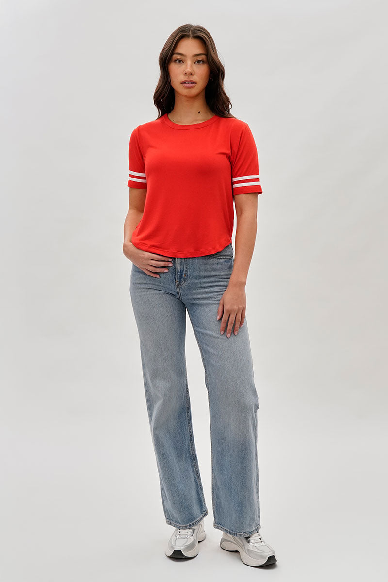 Stylexchange Vintage Striped Varsity Tee - Red - Womens Tees & Tank Tops - Fairweather