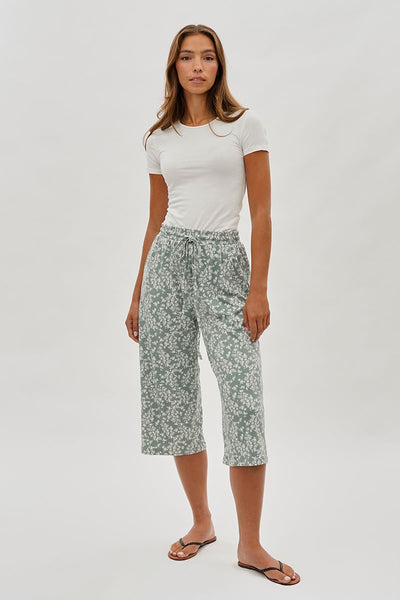 International INC Company Floral Tie Waist Capris - Mint - Womens Shorts & Capris - Fairweather