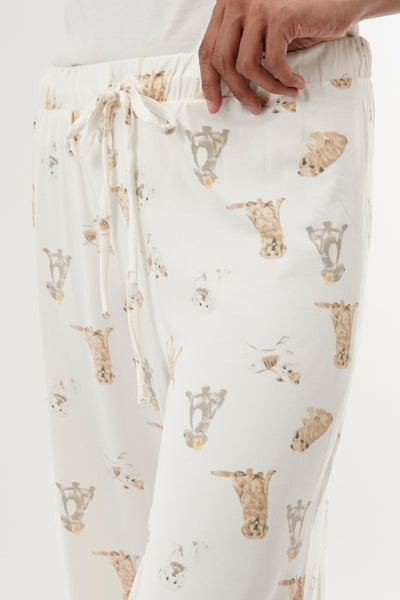 Canada Weather Gear Dog Print Wide Leg Pajama Pants - Beige - Womens Pajamas - Fairweather