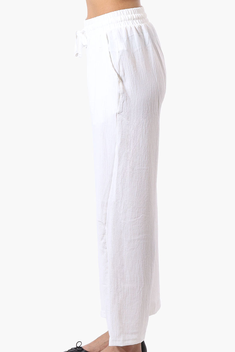 Stylexchange Tie Waist Wide Leg Crinkled Pants - White - Womens Pants - Fairweather