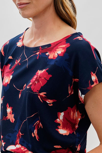 International INC Company Floral Ruched Side Blouse - Navy - Womens Shirts & Blouses - Fairweather