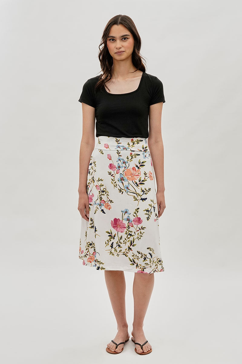 International INC Company Floral Fold Over Midi Skirt - White - Womens Skirts - Fairweather