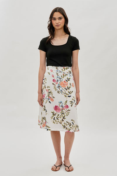 International INC Company Floral Fold Over Midi Skirt - White - Womens Skirts - Fairweather