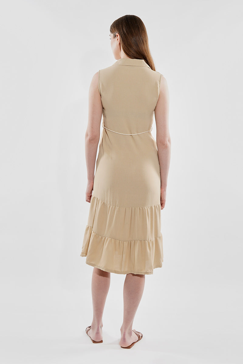 Stylexchange Rope Belted Button Down Day Dress - Beige - Womens Day Dresses - Fairweather