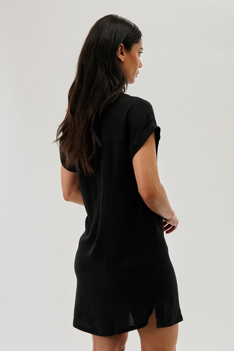 Stylexchange Vintage Button Up Short Sleeve Day Dress - Black - Womens Day Dresses - Fairweather