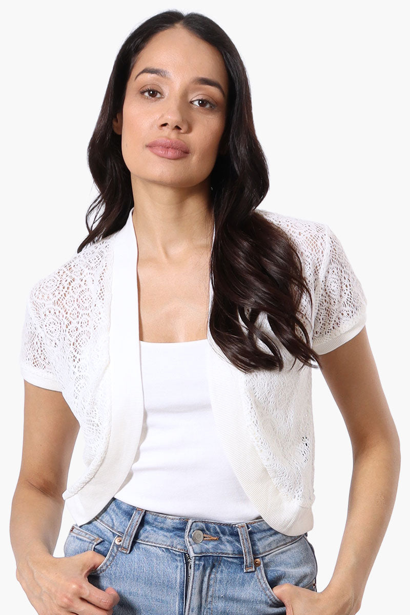Impress Open Lace Shrug Cardigan - White - Womens Cardigans - Fairweather