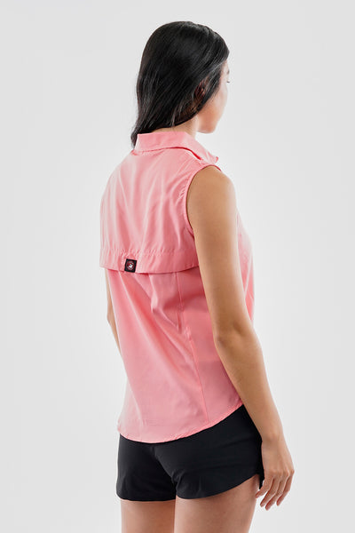 Canada Weather Gear Sleeveless Button Up Collared Shirt - Pink - Womens Shirts & Blouses - Fairweather