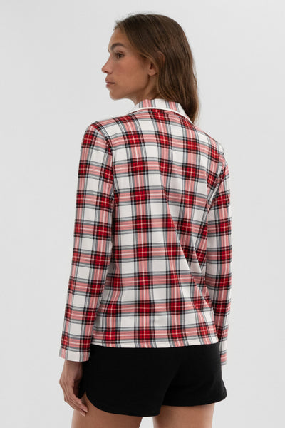 Canada Weather Gear Plaid Button Down Pajama Top - White - Womens Pajamas - Fairweather
