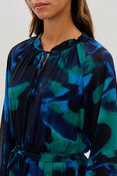 Costa Blanca Long Sleeve Belted Midi Dress - Navy - Womens Midi Dresses - Fairweather