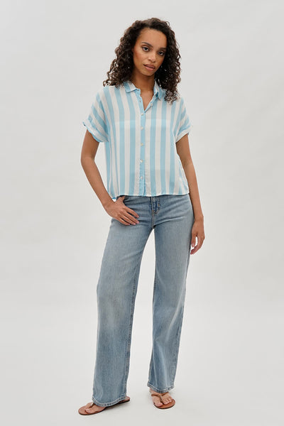 Stylexchange Vintage Striped Button Down Shirt - Blue - Womens Shirts & Blouses - Fairweather