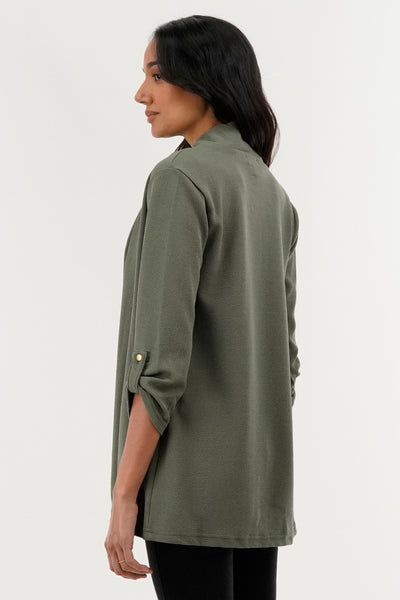 International INC Company Roll Up Sleeve Cardigan - Olive - Womens Cardigans - Fairweather