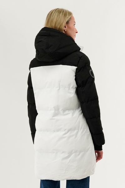 Camada Weather Gear Colour Block Puffer Parka Jacket - White - Womens Parka Jackets - Fairweather