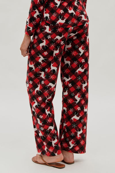 Canada Weather Gear Festive Print Wide Leg Pajama Pants - Red - Womens Pajamas - Fairweather