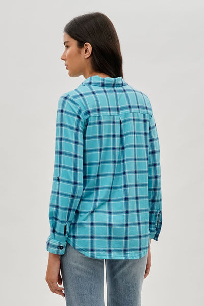 Urbanology Plaid Button Down Shirt - Blue - Womens Shirts & Blouses - Fairweather