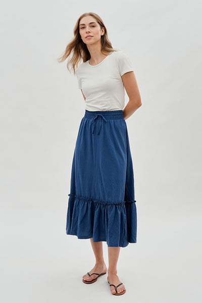 Runaway Bay Tiered Cinched Skirt - Blue - Womens Skirts - Fairweather