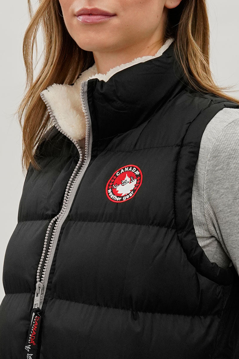 Gilet matelassé Canada Weather Gear à col doublé polaire – Noir
