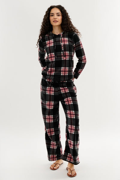 Canada Weather Gear Plaid Wide Leg Pajama Pants - Black - Womens Pajamas - Fairweather