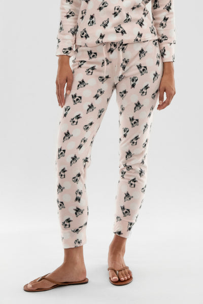 Canada Weather Gear Dog Print Wide Leg Pajama Pants - Blush - Womens Pajamas - Fairweather