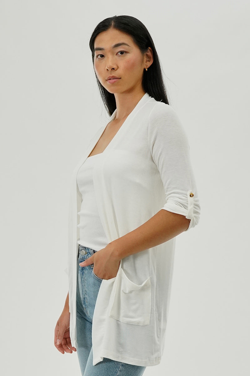 Fahrenheit Lightweight Wrap Cardigan - White - Womens Cardigans - Fairweather