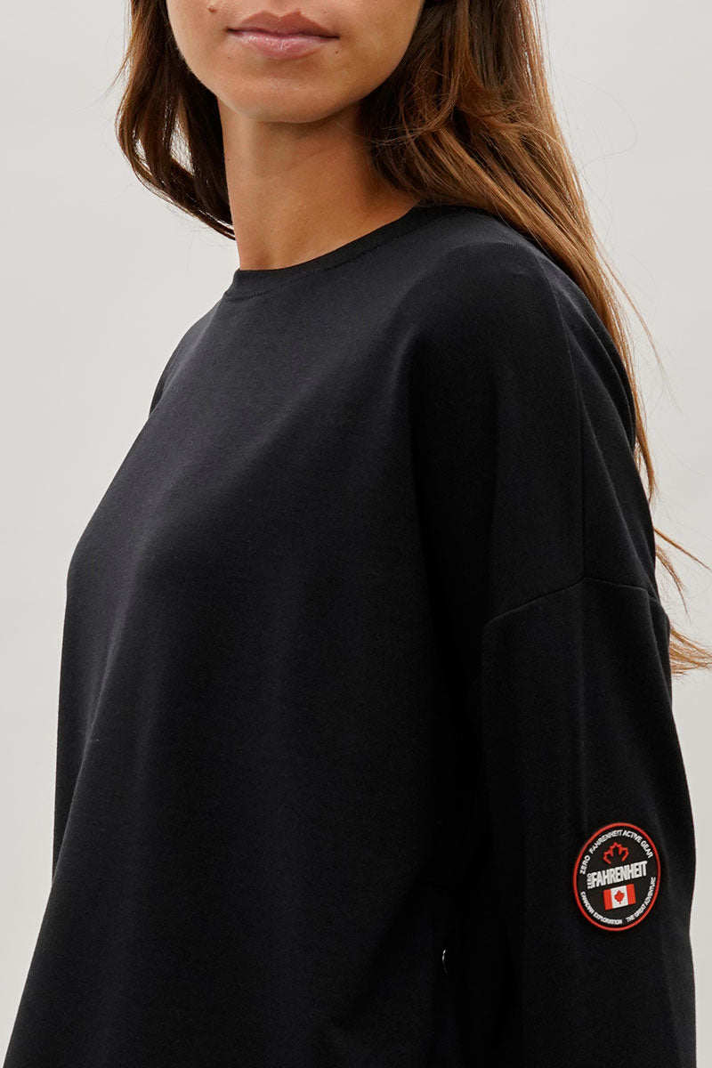 Pull Fahrenheit à épaules tombantes et boutons latéraux - Noir
