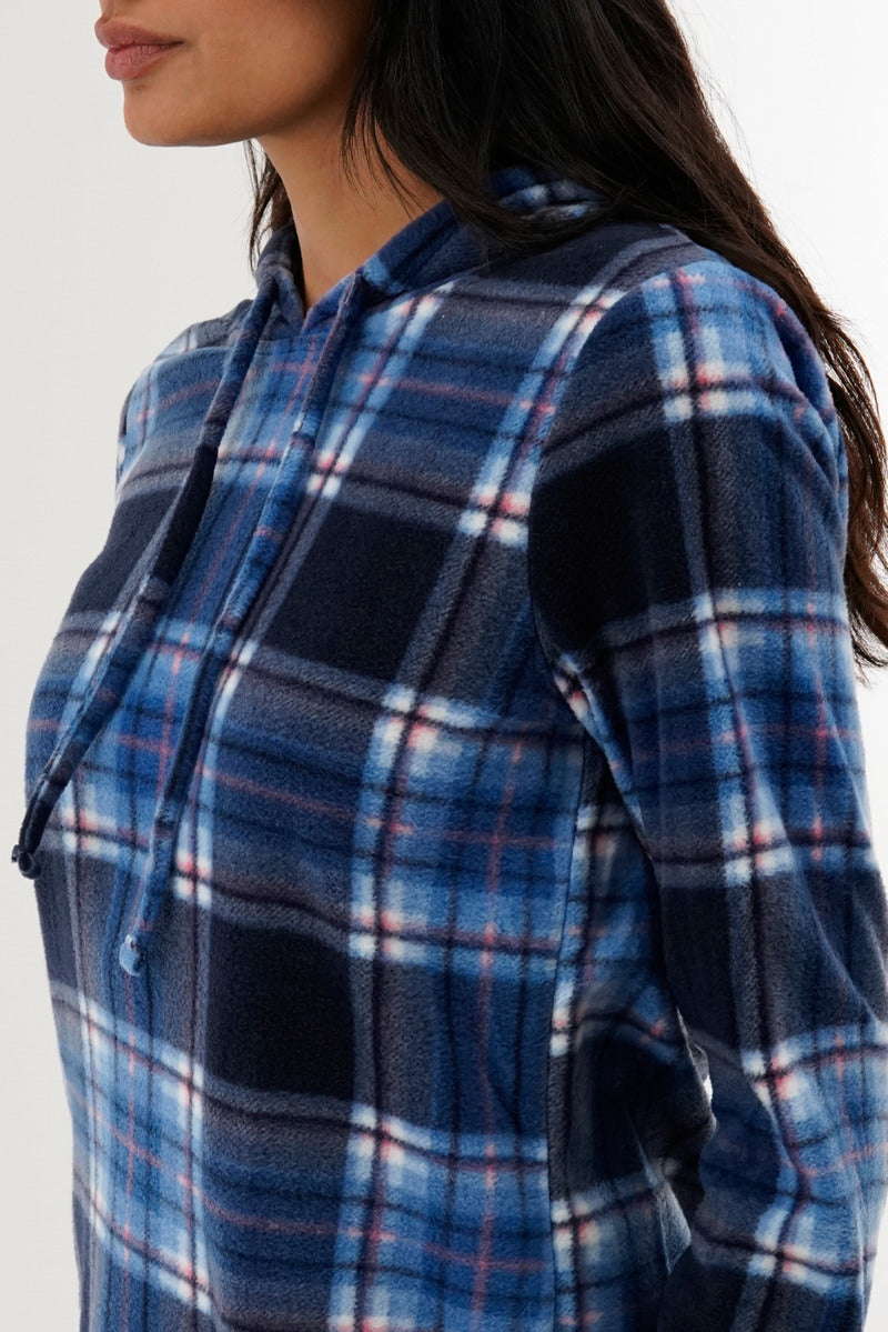 Canada Weather Gear Plaid Hooded Pajama Top - Navy - Womens Pajamas - Fairweather