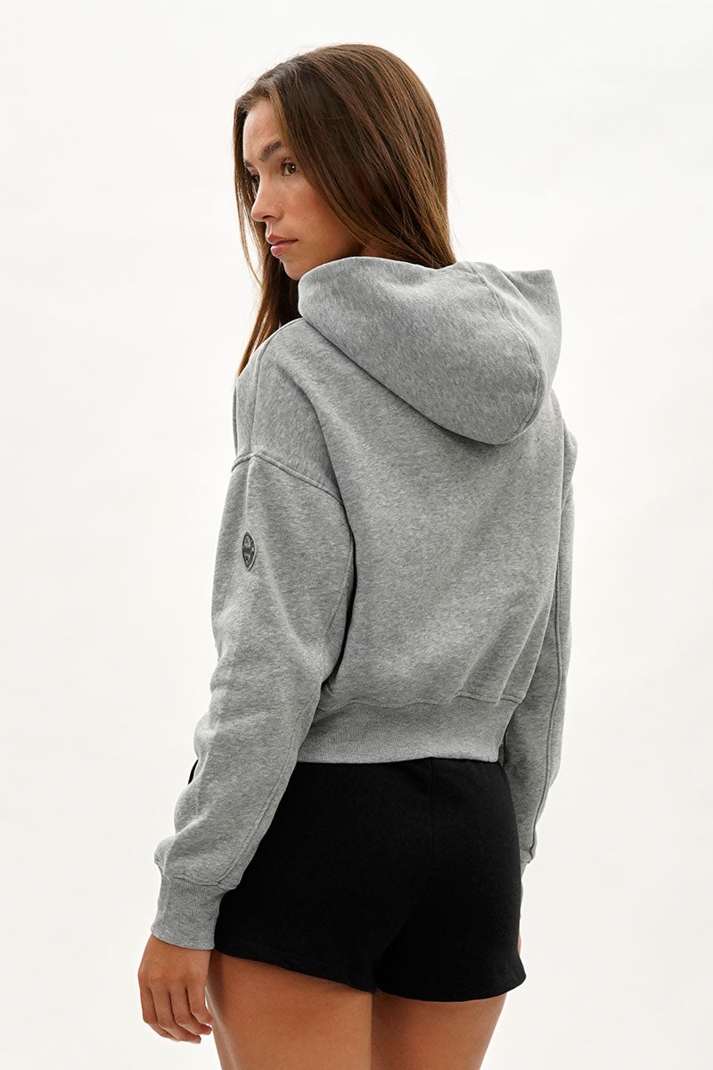 Fahrenheit Cropped Drop Shoulder Hoodie - Grey - Womens Hoodies & Sweatshirts - Fairweather