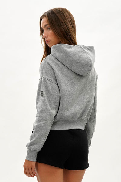 Fahrenheit Cropped Drop Shoulder Hoodie - Grey - Womens Hoodies & Sweatshirts - Fairweather