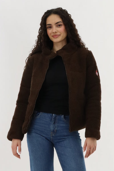Canada Weather Gear Sherpa Bomber Jacket - Brown - Womens Bomber Jackets - Fairweather