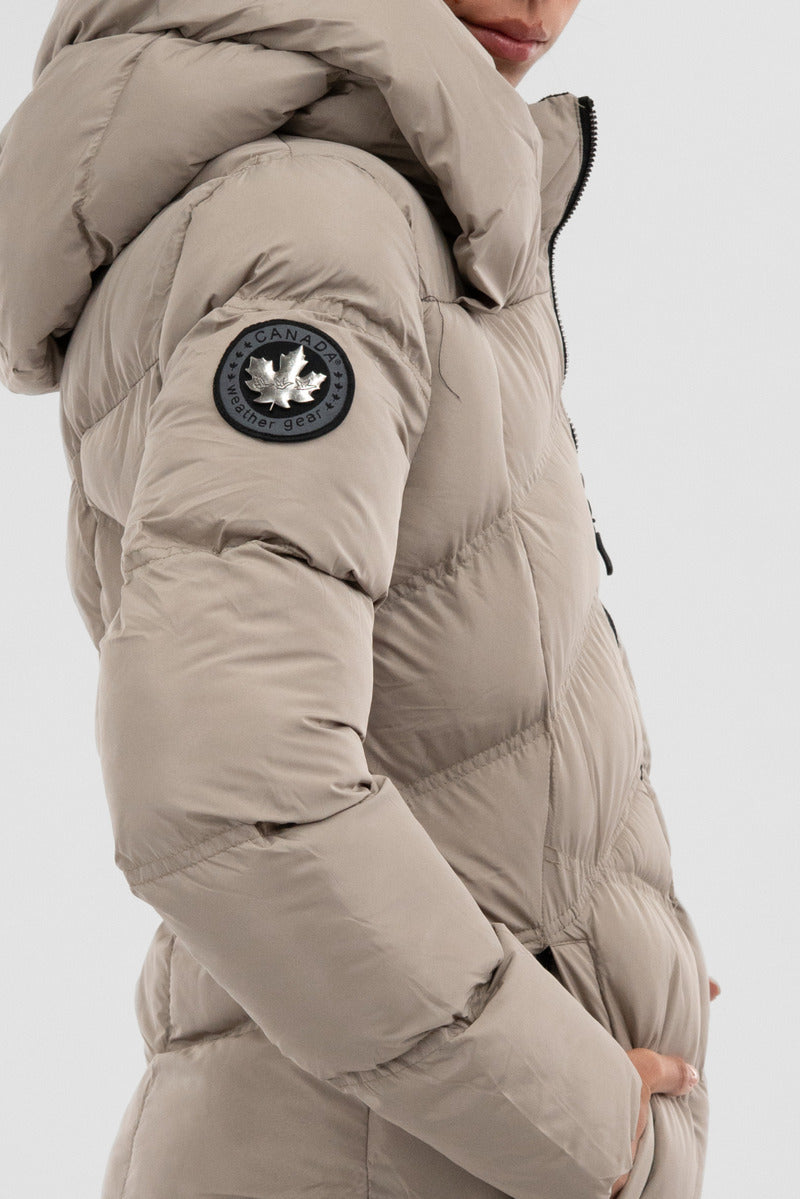 Canada Weather Gear Chevron Quilted Parka Jacket - Beige - Womens Parka Jackets - Fairweather