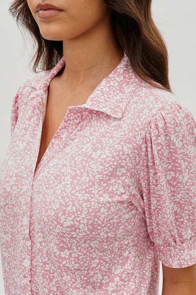 International INC Company Floral Puffer Sleeve Blouse - Pink - Womens Shirts & Blouses - Fairweather
