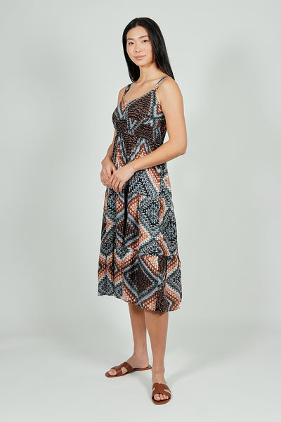 Limite Geometric Print Smocked Waist Maxi Dress - Black - Womens Maxi Dresses - Fairweather