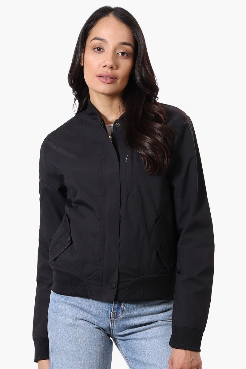 Canada Weather Gear Basic Zip Up Bomber Lightweight Jacket - Black - Womens Lightweight Jackets - Fairweather