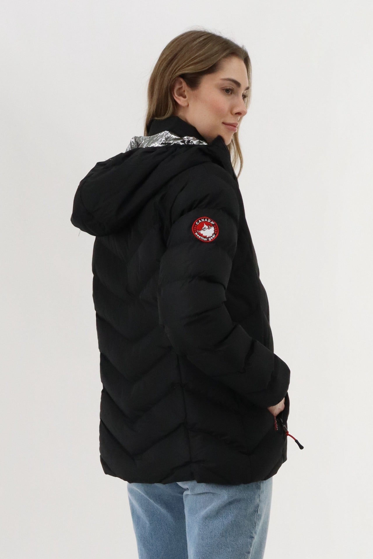 Canada Weather Gear Quilted Puffer Double Zip Bomber Jacket - Black - Womens Bomber Jackets - Fairweather