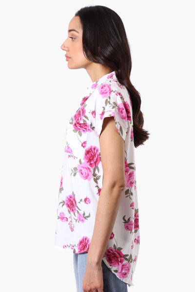 Majora Floral Camp Collar Button Up Shirt - White - Womens Shirts & Blouses - Fairweather