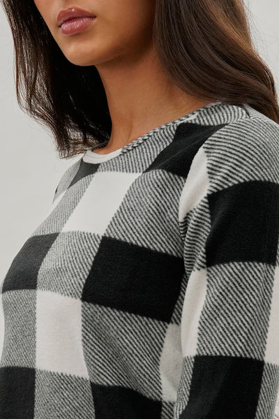 Canada Weather Gear Plaid Print Crewneck Pajama Top - White - Womens Pajamas - Fairweather