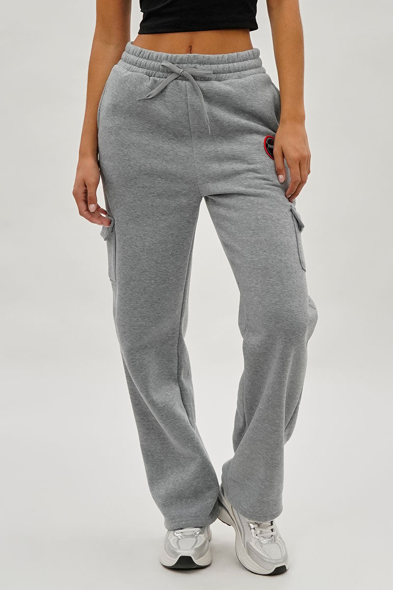 Fahrenheit Wide Leg Cargo Sweatpants - Grey
