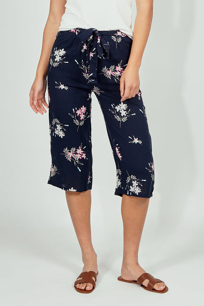 International INC Company Belted Floral Culotte Pants - Navy - Womens Pants - Fairweather