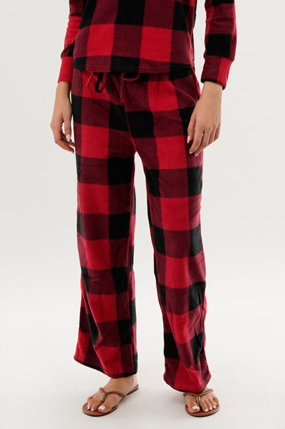 Canada Weather Gear Plaid Wide Leg Pajama Pants - Red - Womens Pajamas - Fairweather