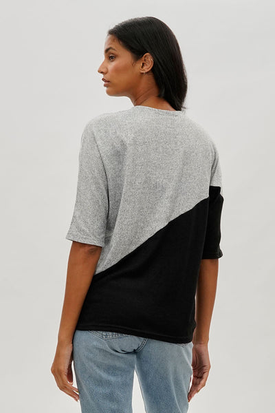 International INC Company Diagonal Colour Block Tee - Grey - Womens Tees & Tank Tops - Fairweather
