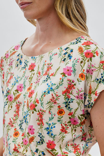 International INC Company Floral Ruched Side Blouse - Cream - Womens Shirts & Blouses - Fairweather