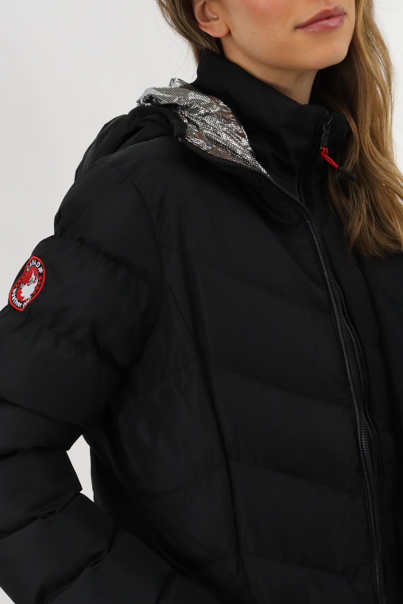 Canada Weather Gear Quilted Puffer Double Zip Bomber Jacket - Black - Womens Bomber Jackets - Fairweather
