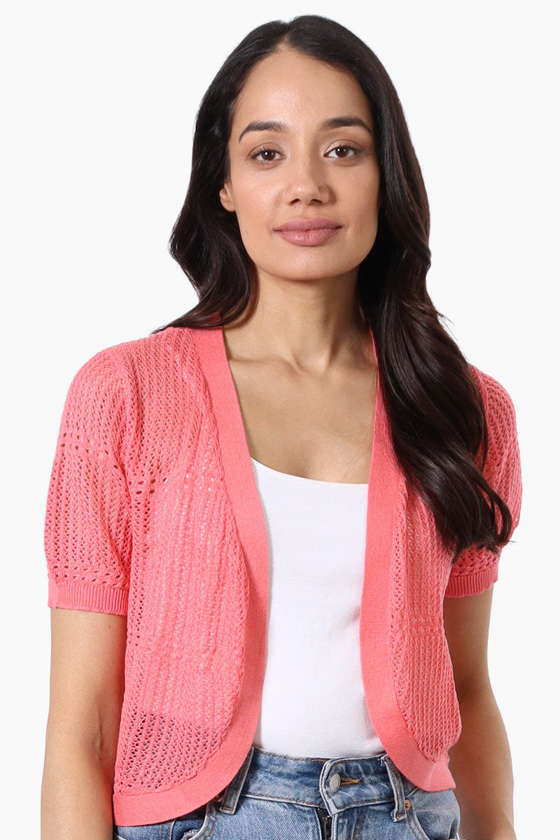 Beechers Brook Open Crochet Shrug Cardigan - Pink - Womens Cardigans - Fairweather