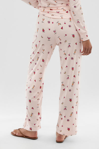 Canada Weather Gear Drink Print Wide Leg Pajama Pants - Blush - Womens Pajamas - Fairweather