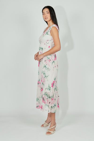 Limite Floral Smocked Waist Maxi Dress - White - Womens Maxi Dresses - Fairweather