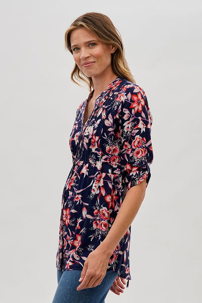 International INC Company Floral Back Tie Blouse - Navy - Womens Shirts & Blouses - Fairweather
