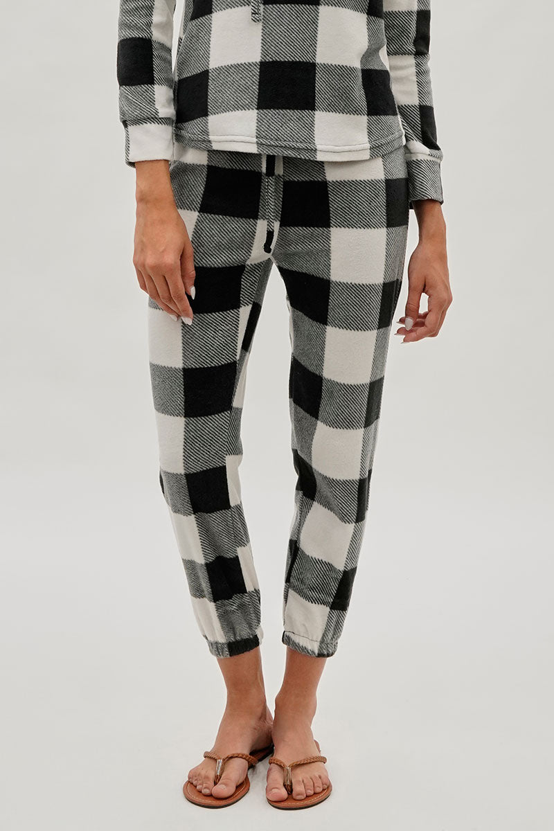 Canada Weather Gear Plaid Jogger Pajama Pants - White - Womens Pajamas - Fairweather