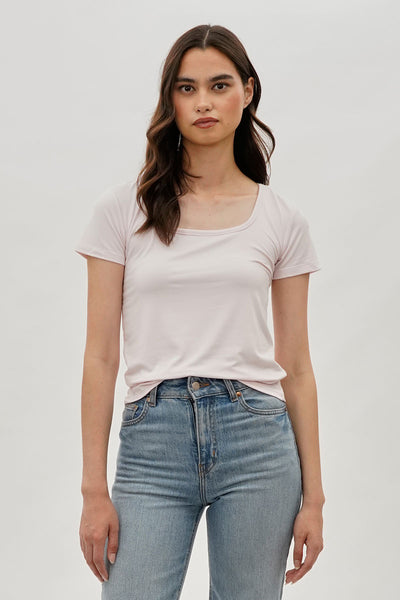 Costa Blanca Square Neck Tee - Blush - Womens Tees & Tank Tops - Fairweather